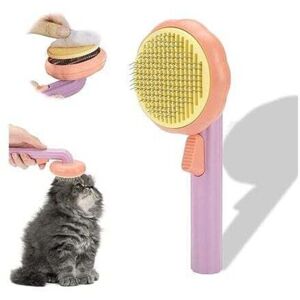 YMYNY Purple, dog and cat brush, self-cleaning brush against dead hair for cats and dogs, suitable for dogs and cats with short and long hair mumu