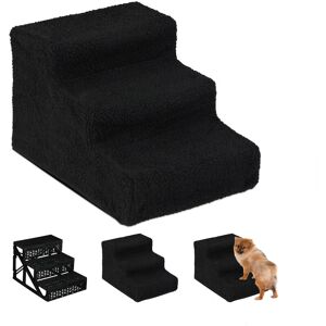 Relaxdays - Dog Stairs, 3 Steps, Pets Access Ramp, Climbing Aid Bed, Sofa & Car, Max. 33 kg, 30x35x45 cm, Black