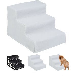 Relaxdays - Dog Stairs, 3 Steps, Pets Access Ramp, Climbing Aid Bed, Sofa & Car, Max. 33 kg, 30x35x45 cm, White