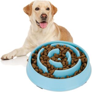 Relaxdays - Slow Feeder Bowl, Set of 10, Anti Gulping, Food for Dogs, 400 ml, Eat Slowly, Dishwasher Safe, Spiral, Blue