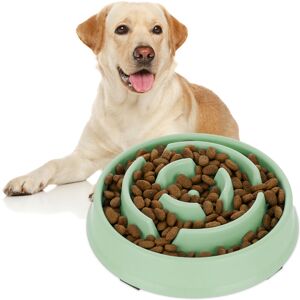 Relaxdays - Slow Feeder Bowl, Anti Gulping, Food for Dogs, 400 ml, Eat Slowly, Dishwasher Safe, Spiral, Green