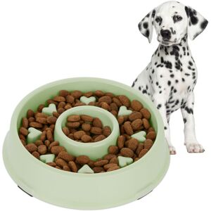 Relaxdays - Slow Feeder Bowl, 2x Set, Anti Gulp Dog Feeder, 500 ml, Eat Slowly, Dishwasher Safe, Spiral Pattern, Green