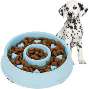 Relaxdays - Slow Feeder Bowl, 10x Set, Anti Gulp Dog Feeder, 500 ml, Eat Slowly, Dishwasher Safe, Spiral Pattern, Blue