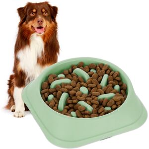 RELAXDAYS 3x slow feeder dog bowl, 500 ml, promotes slow eating, dishwasher safe, green, dog bowl