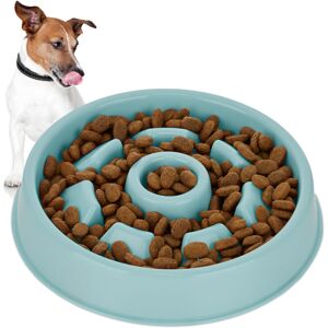 RELAXDAYS 3 x anti-gulping bowl, dog feeding bowl 550 ml, slow feeder, dishwasher safe pet bowl, blue