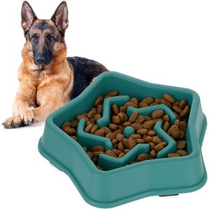 Relaxdays - 3x Slow Feeder Bowl, Anti Gulping, Food for Dogs, Vol. 600 ml, Eat Slowly, Dishwasher Safe, Star Maze, Green