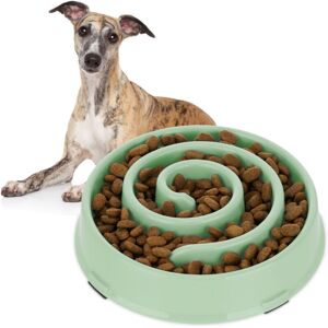 Relaxdays Slow Feeder Bowl, Set of 2, Anti Gulping, Food for Dogs, 600 ml, Eat Slowly, Dishwasher Safe, Spiral, Green