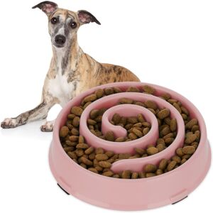 Relaxdays - Slow Feeder Dog Bowl, Set of 3, Pet Food, 600 ml Volume, Spiral Pattern, Healthy Eating, Dishwasher Safe, Pink