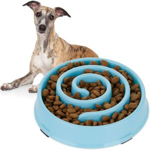 Relaxdays - Slow Feeder Dog Bowl, Set of 3, Pet Food, 600 ml Volume, Spiral Pattern, Healthy Eating, Dishwasher Safe, Blue