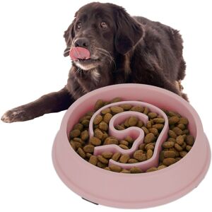 Relaxdays - 10x Slow Feeder Bowl, Anti Gulping, Food for Dogs, 650 ml, Eat Slowly, Dishwasher Safe, Spiral, Light Pink
