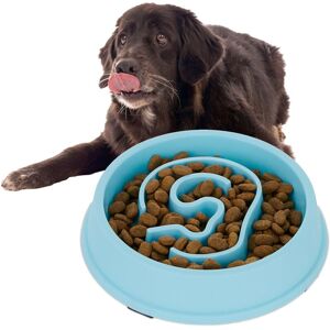 Relaxdays - Slow Feeder Bowl, Anti Gulping, Food for Dogs, 650 ml, Eat Slowly, Dishwasher Safe, Spiral, Blue