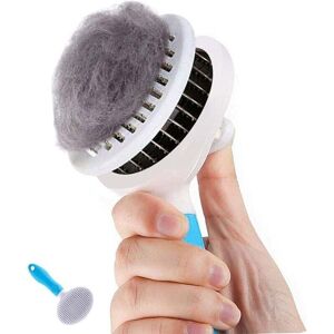 YMYNY Self-cleaning cat brush for shedding and grooming – removes dead undercoat, matting – massage brush for cats and dogs mumu