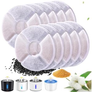 Sollbry - Cat Water Fountain Filter, 10PCS Water Fountain Filters Replacement Round Replacement Filter for Dog/Cat, Pet Fountain with Activated Carbon