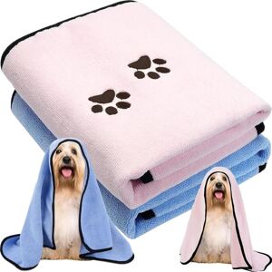 Pet Bath Towel, 2 Pack Quick Dry Microfiber Bath Towel for Dogs Cats, Ultra Absorbent, Super Soft & Machine Washable - Sollbry