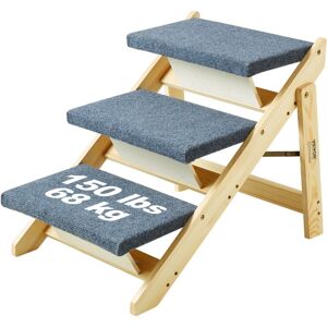 VEVOR Wood Pet Stairs/Pet Steps, 2-in-1 Foldable Wooden Dog Stair for Beds, Sofa and Cars, Dog Stairs & Ramp with 3 Steps for Small Medium Large Pet,