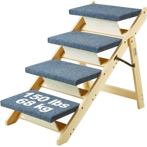 VEVOR Wood Pet Stairs/Pet Steps, 2-in-1 Foldable Wooden Dog Stair for Beds, Sofa and Cars, Dog Stairs & Ramp with 4 Steps for Small Medium Large Pet,