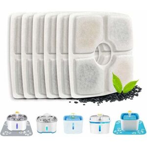 ZVD Fountains Lot de 6 filtres automatiques pour fontaine à chat avec filtre à eau de rechange en résine et charbon actif pour chats et chiens (carré)
