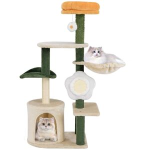 Costway - 114CM Tall Cat Tree Cute Flower Pet Activity Center Furniture-Green Costway - 114CM Tall Cat Tree Cute Flower Pet Activity Center Furniture-Green