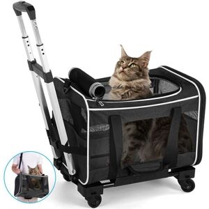 TEHTUY 15kg Wheeled Pet Carrier Bag for Cats and Dogs, Telescopic Handle, Shoulder Strap, Foldable Bowl, Self-Locking Zipper TEHTUY 15kg Wheeled Pet Carrier Bag for Cats and Dogs, Telescopic Handle, Shoulder Strap, Foldable Bowl, Self-Locking Zipper