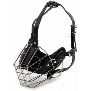 MCBOSON 1pc Black Leather Super Metal Muzzle for Small Dog MCBOSON 1pc Black Leather Super Metal Muzzle for Small Dog