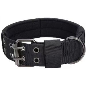 Cyslmuk - 1PC Military Adjustable Padded Dog Collar Black, L(44-54), Metal Buckle Nylon Dog Collar for Training Medium Large Dogs Cyslmuk - 1PC Military Adjustable Padded Dog Collar Black, L(44-54), Metal Buckle Nylon Dog Collar for Training Medium Large Dogs