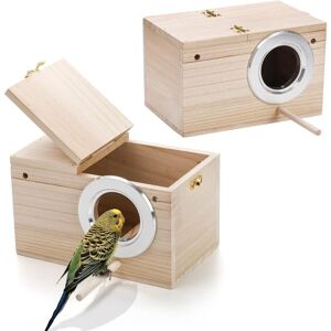 GROOFOO 2 Pack Parakeet Nest Box, Natural Wood Bird Nesting Box, Small Bird House Breeding Box for Budgie Lovebirds, Cockatiel, Parrots Mating, Aviary, GROOFOO 2 Pack Parakeet Nest Box, Natural Wood Bird Nesting Box, Small Bird House Breeding Box for Budgie Lovebirds, Cockatiel, Parrots Mating, Aviary,