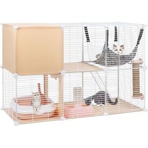 Brisunshine - 2 Tier Cat Cages Indoor, diy Metal Wire Cat Enclosure Kennel Pet Home Small Animal House Detachable Cat Crate Indoor Catio with Cat Brisunshine - 2 Tier Cat Cages Indoor, diy Metal Wire Cat Enclosure Kennel Pet Home Small Animal House Detachable Cat Crate Indoor Catio with Cat