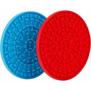 HOOPZI 2pcs Dog Licking Mat Silicone Slow Feeder Powerful Pet Bath Distraction Device - Blue, Red HOOPZI 2pcs Dog Licking Mat Silicone Slow Feeder Powerful Pet Bath Distraction Device - Blue, Red