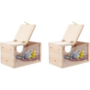 TLILY 2X Parakeet Nesting Box Transparent Bird House for Cage Wood Breeding Box for Parrot Parakeet Cockatiel Lovebirds TLILY 2X Parakeet Nesting Box Transparent Bird House for Cage Wood Breeding Box for Parrot Parakeet Cockatiel Lovebirds