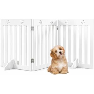 COSTWAY 3-Panel Folding Dog Gate Freestanding Pet Safety Fence Barrier w/2 Removable Feet COSTWAY 3-Panel Folding Dog Gate Freestanding Pet Safety Fence Barrier w/2 Removable Feet