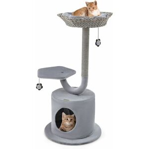Costway - 3-Tier Cat Tree Cat Tower House Activity Center w/ Raper Rope Scratching Post Costway - 3-Tier Cat Tree Cat Tower House Activity Center w/ Raper Rope Scratching Post