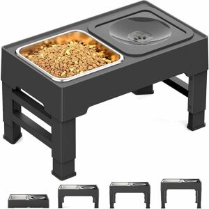Gotrays - 4 Height Raised Dog Bowls, Elevated Stand with 1.6L Stainless Steel Food Bowl and 1.1L Splash-Proof Dog Water Bowl for Medium and Large Gotrays - 4 Height Raised Dog Bowls, Elevated Stand with 1.6L Stainless Steel Food Bowl and 1.1L Splash-Proof Dog Water Bowl for Medium and Large