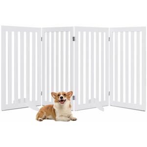 Costway - 4-Panel 89 cm Pet Barrier Wooden Freestanding Pet Safety Gate Step Over Fence Costway - 4-Panel 89 cm Pet Barrier Wooden Freestanding Pet Safety Gate Step Over Fence