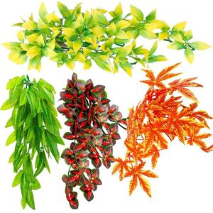 TLILY 4 pieces of artificial reptile plants reptile habitat plants hanging terrarium plants decorated with suction cups TLILY 4 pieces of artificial reptile plants reptile habitat plants hanging terrarium plants decorated with suction cups