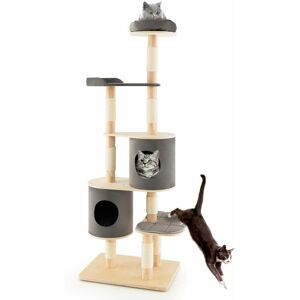 Costway - 6-Tier Cat Tree 190 cm Rubber Wood Cat Tower Furniture w/ Sisal Scratching Posts Costway - 6-Tier Cat Tree 190 cm Rubber Wood Cat Tower Furniture w/ Sisal Scratching Posts
