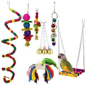 CYSLMUK 7 Pcs Parrot Hanging Toys, Parrot Bird Toys Hanging Bird Bell Toy Bird Hanging Swing Toy Bird Cage Toys for Small Parrots, Macaws, Parakeets CYSLMUK 7 Pcs Parrot Hanging Toys, Parrot Bird Toys Hanging Bird Bell Toy Bird Hanging Swing Toy Bird Cage Toys for Small Parrots, Macaws, Parakeets