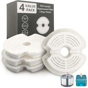 Erhope - 4 Pieces Water Fountain Filter for Cats Pet Dogs, Suitable for Stainless Steel Cat/Dog Fountain, Triple Filtration Erhope - 4 Pieces Water Fountain Filter for Cats Pet Dogs, Suitable for Stainless Steel Cat/Dog Fountain, Triple Filtration