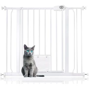 Bettacare Pet Gate with Lockable Cat Flap, 94.3cm - 102.3cm, White, 75cm in Height, Dog Safety Barrier with Cat Flap Bettacare Pet Gate with Lockable Cat Flap, 94.3cm - 102.3cm, White, 75cm in Height, Dog Safety Barrier with Cat Flap
