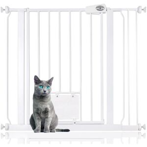 Bettacare - Pet Gate with Lockable Cat Flap, 87.9cm - 95.5cm, White, 75cm in Height, Dog Safety Barrier with Cat Flap Bettacare - Pet Gate with Lockable Cat Flap, 87.9cm - 95.5cm, White, 75cm in Height, Dog Safety Barrier with Cat Flap