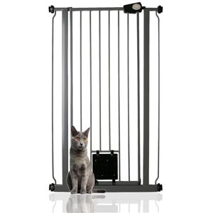 Bettacare - Pet Gate with Lockable Cat Flap, Narrow, 68.5cm - 75cm, Slate Grey, 104cm in Height Bettacare - Pet Gate with Lockable Cat Flap, Narrow, 68.5cm - 75cm, Slate Grey, 104cm in Height