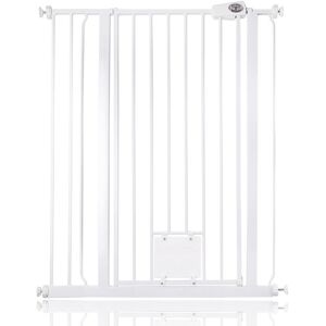 Bettacare - Pet Gate with Lockable Cat Flap, 87.9cm - 95.5cm, White, 104cm in Height Bettacare - Pet Gate with Lockable Cat Flap, 87.9cm - 95.5cm, White, 104cm in Height