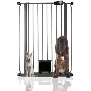 Bettacare - Pet Gate with Lockable Cat Flap, 75cm - 84cm, Slate Grey, 104cm in Height Bettacare - Pet Gate with Lockable Cat Flap, 75cm - 84cm, Slate Grey, 104cm in Height