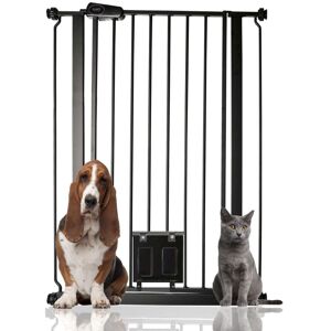 Bettacare - Pet Gate with Lockable Cat Flap, 75cm - 84cm, Black, 104cm in Height Bettacare - Pet Gate with Lockable Cat Flap, 75cm - 84cm, Black, 104cm in Height