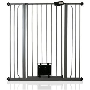 Bettacare - Pet Gate with Lockable Cat Flap, 100.8cm - 108.4cm, Slate Grey, 104cm in Height Bettacare - Pet Gate with Lockable Cat Flap, 100.8cm - 108.4cm, Slate Grey, 104cm in Height