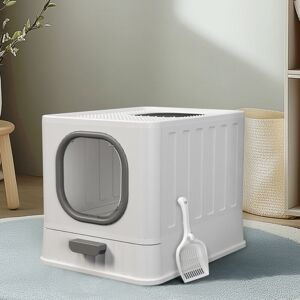 Bingo Paw - BingoPaw Large Cat Litter Box Easy Cleaning Pan Drawer Anti-Splashing White Cat Potty Tray, 19 in x 14 in x 15 in Bingo Paw - BingoPaw Large Cat Litter Box Easy Cleaning Pan Drawer Anti-Splashing White Cat Potty Tray, 19 in x 14 in x 15 in