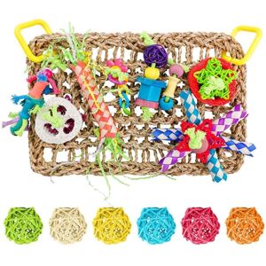 TLILY Bird Toys Parrot Foraging Wall Toy Rattan Wicker Bite Balls Colorful Seagrass Woven Climbing Chewing Hammock Mat TLILY Bird Toys Parrot Foraging Wall Toy Rattan Wicker Bite Balls Colorful Seagrass Woven Climbing Chewing Hammock Mat