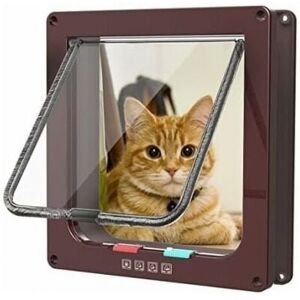 CYSLMUK Brown Cat Flap with 4 Way Magnetic, Pet Door for Cats and Small Dogs, Cat Door with Tunnel,XL CYSLMUK Brown Cat Flap with 4 Way Magnetic, Pet Door for Cats and Small Dogs, Cat Door with Tunnel,XL