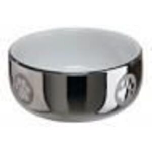 TRIXIE Bowl - Ceramic - Silver/White - 300 ml - Cat Paw Patterns - Round TRIXIE Bowl - Ceramic - Silver/White - 300 ml - Cat Paw Patterns - Round