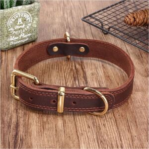 Cyslmuk - Brown Genuine Leather Adjustable Padded Heavy Duty Dog Collar,(L Large fits 40cm - 52cm Neck) Cyslmuk - Brown Genuine Leather Adjustable Padded Heavy Duty Dog Collar,(L Large fits 40cm - 52cm Neck)