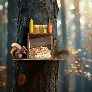 Bingo Paw - BingoPaw Carbonized Wood Squirrel Feeder Chipmunk Feeding House Bingo Paw - BingoPaw Carbonized Wood Squirrel Feeder Chipmunk Feeding House